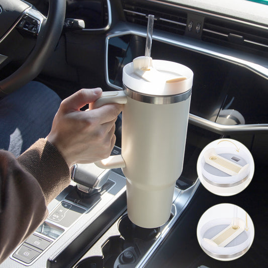 40oz Insulation Cup With Handle and straw, Perfect for Car, Stainless Steel Water Bottle, Travel, BPA Free Thermal Mug